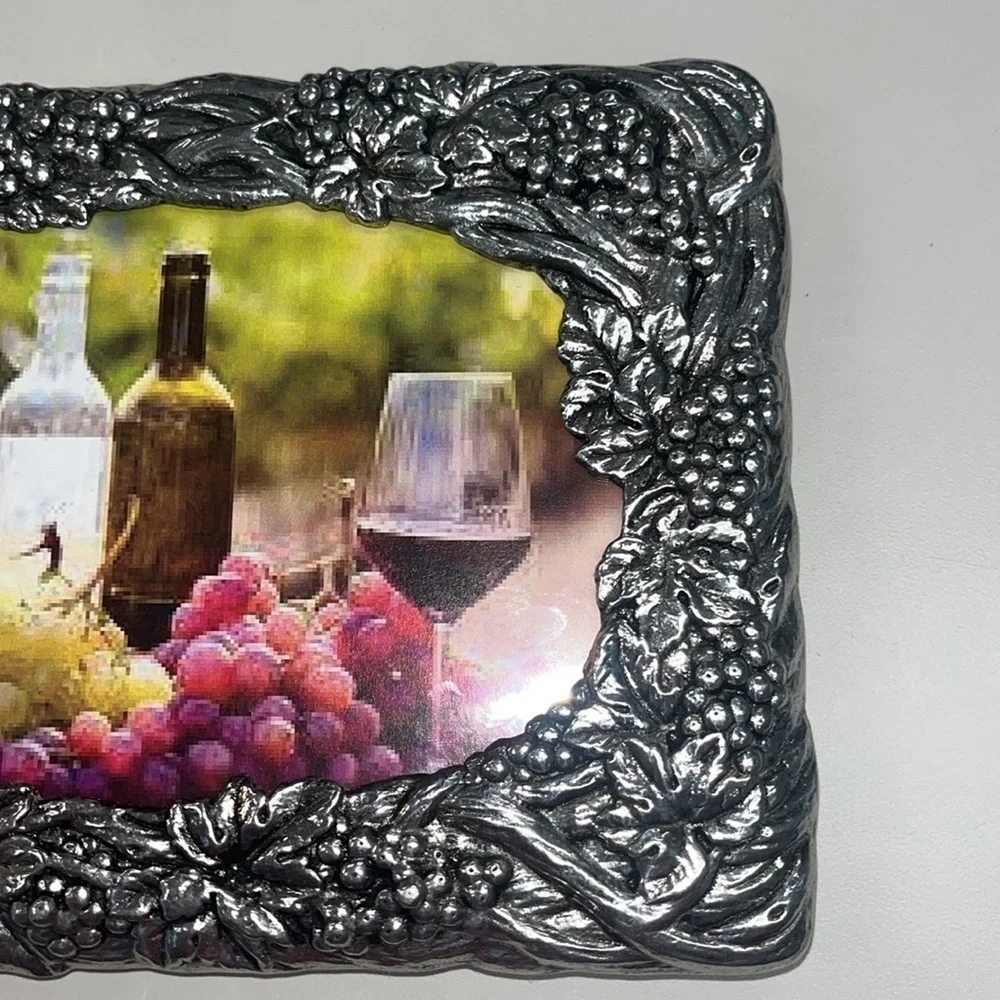 Arthur Court Grapes motif vintage 1990 raw aluminum 5x7 “ inch frame preowned